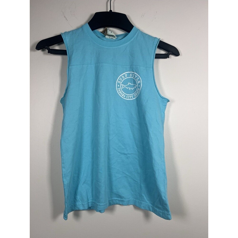 Surf Style PanamaCityBeach Florida Youth M Tank Shirt Blue Beach Surfer USA